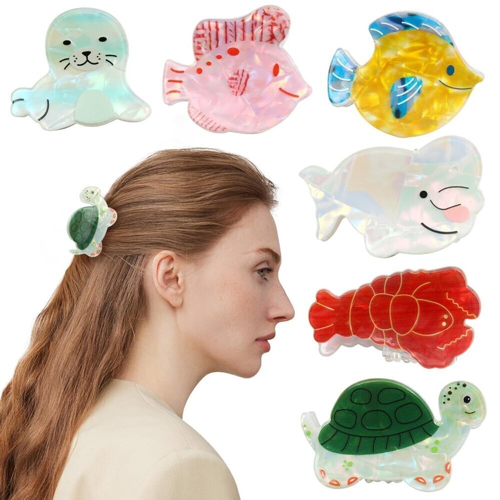 Sea Animal Claw Clips Set 6 Cute Marine Hair Accessories for Women Girls